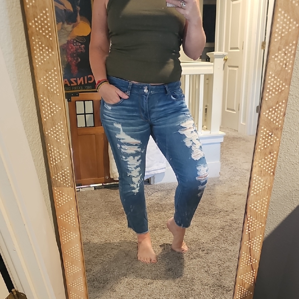 American Eagle Outfitters Distressed Ankle Jeans - Blue
